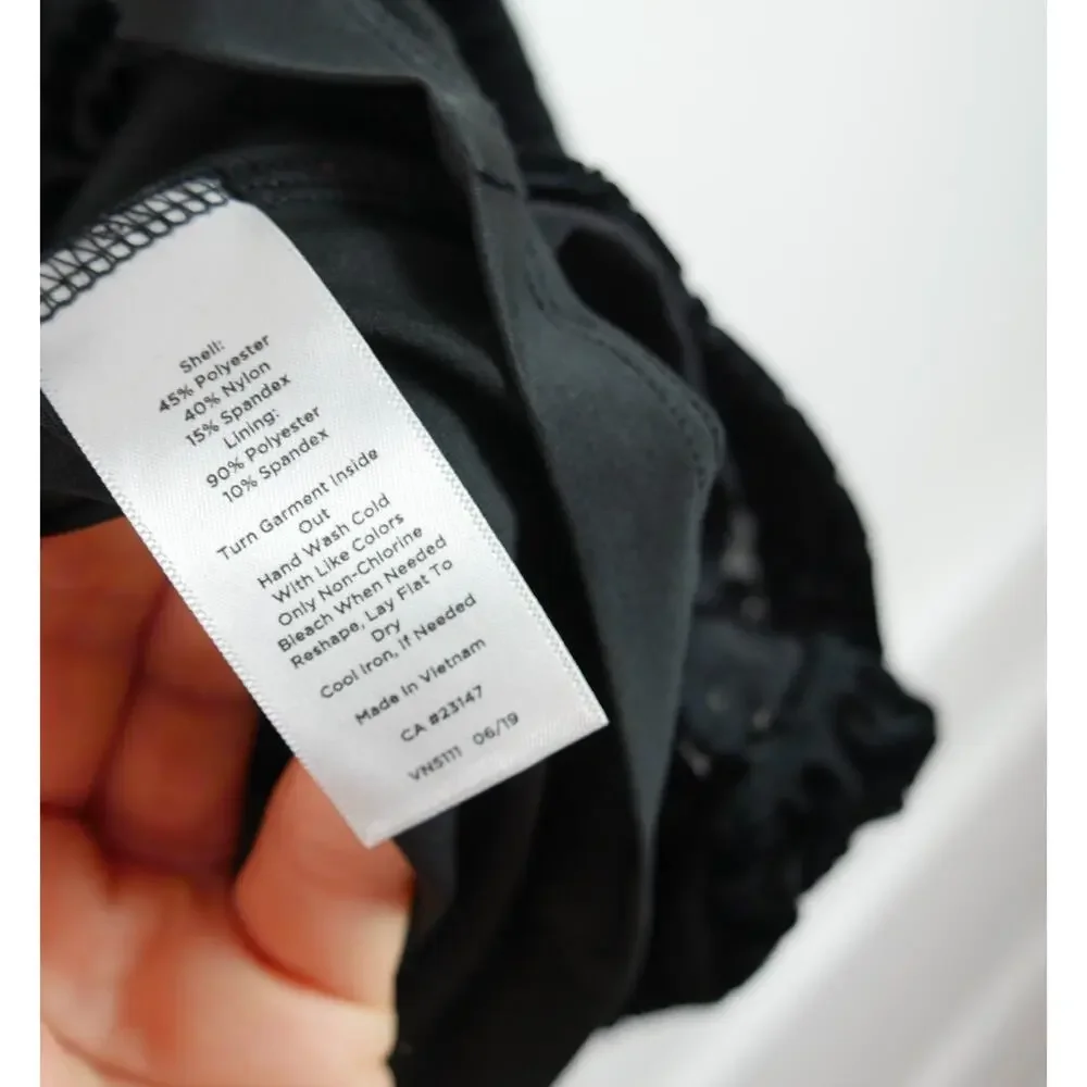 Talbots Plus 1X Top Black Velvet Popover Velour Blouse Tie Sleeve Boho Goth - Picture 6 of 7